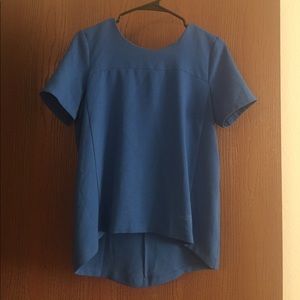 Blue Pleated Top Shop Blouse